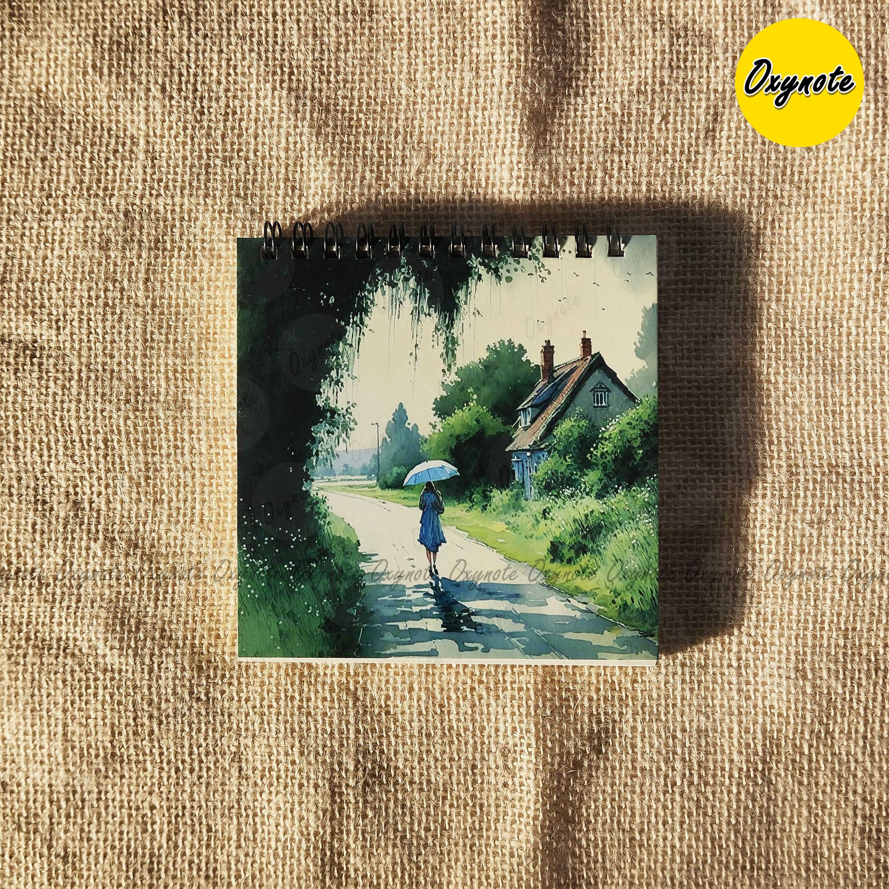 Walk Watercolor Painting Square Sketchbook by OXYNOTE_img_4