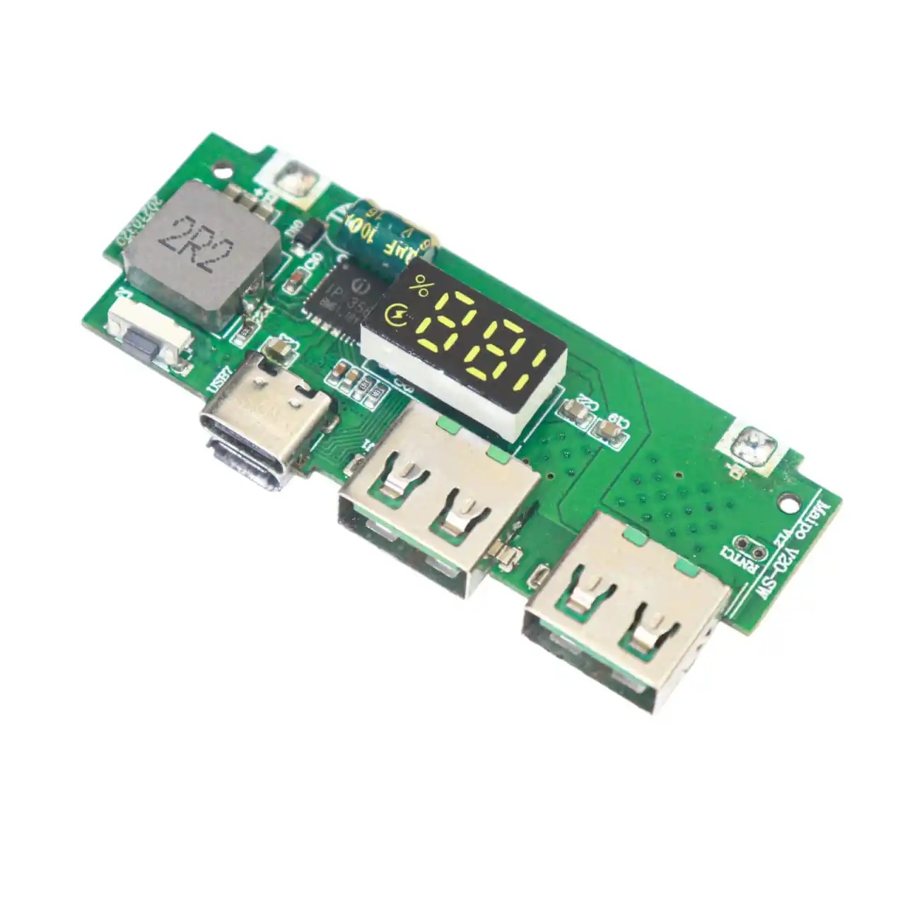 LED Dual USB 5V 2.4A/2A/1A Charging Module – Micro/Type-C Input – 18650 Li-ion Battery Charger Board