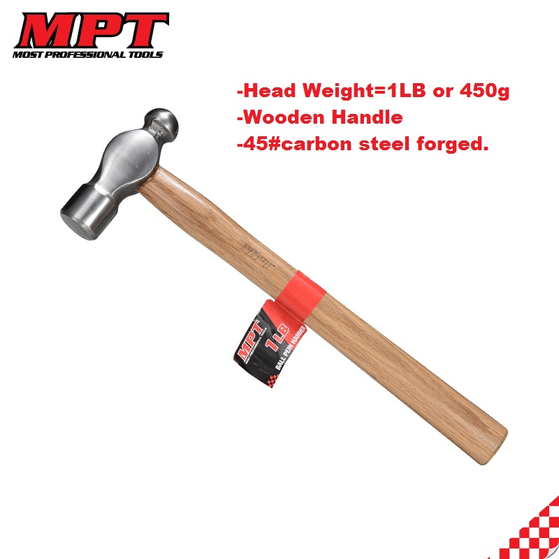 MPT Ball Pein Hammer Wood Handle ( 1/2 LB | 3/4LB | 1 LB ), Carbon Steel; MHD05001_img_3