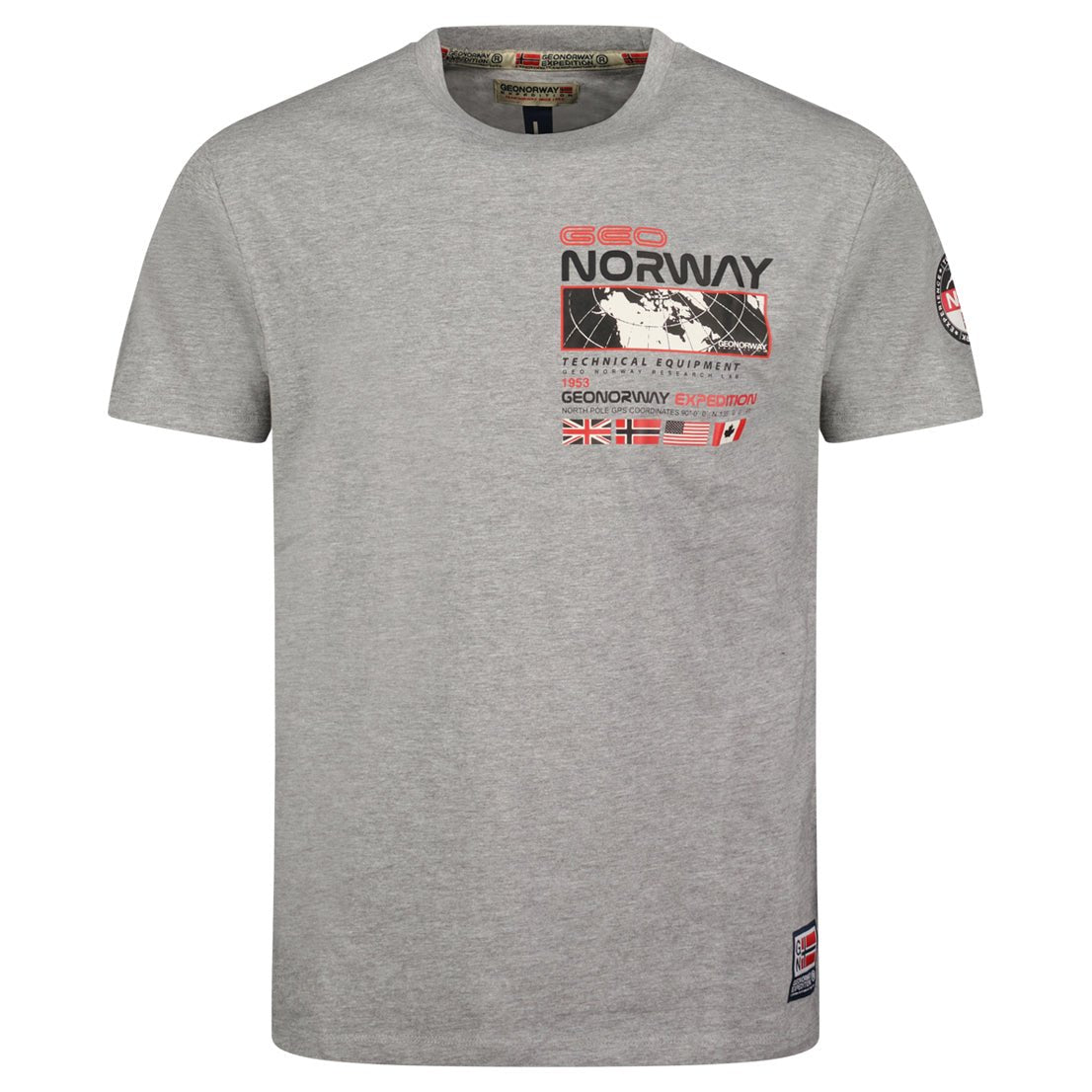 T-Shirt Men Short Sleeve with Light Grey Flag