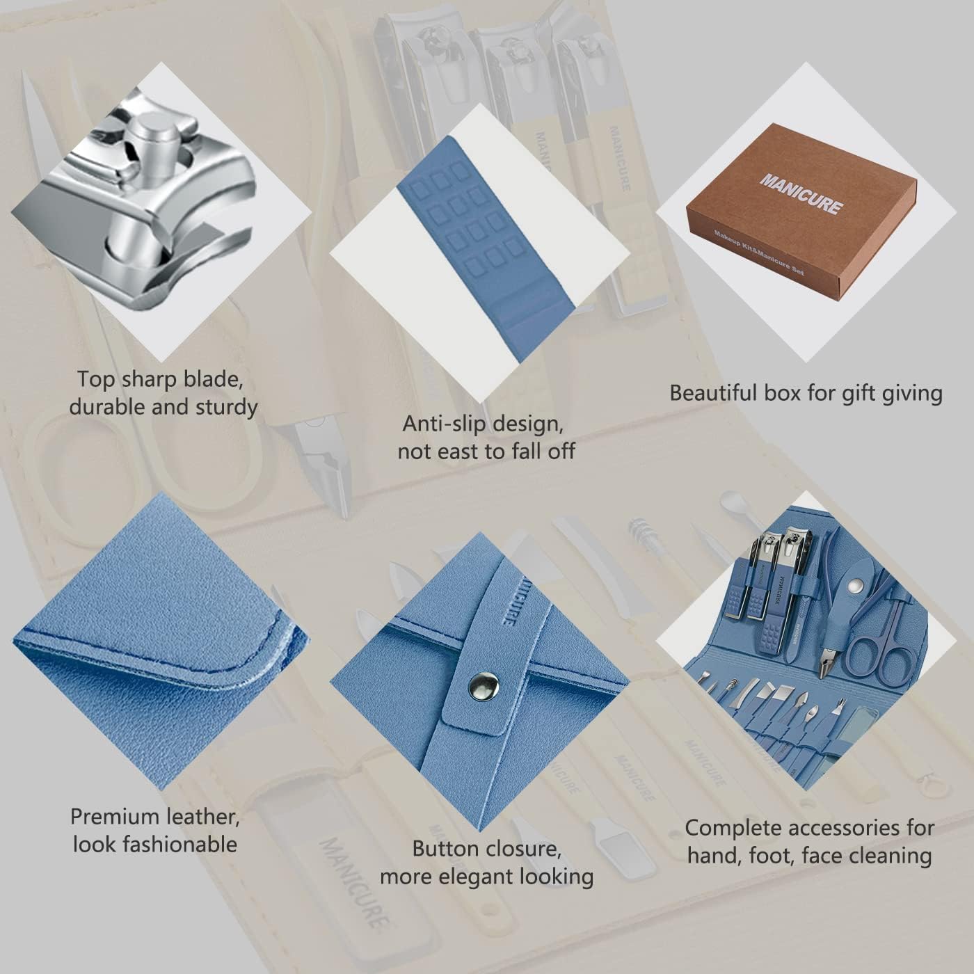 Premium 16PCS Stainless Steel Manicure & Pedicure Grooming Set_img_4