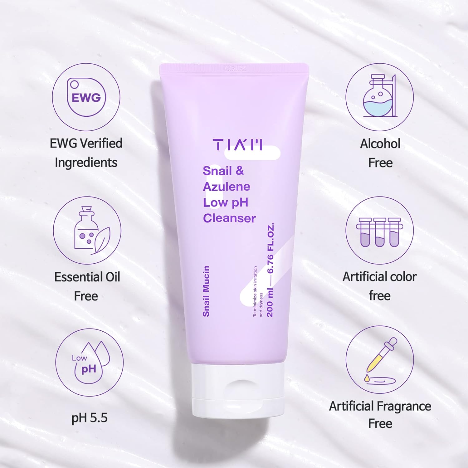 TIAM - Snail & Azulene Low pH Cleanser (200ml) thumbnail 3