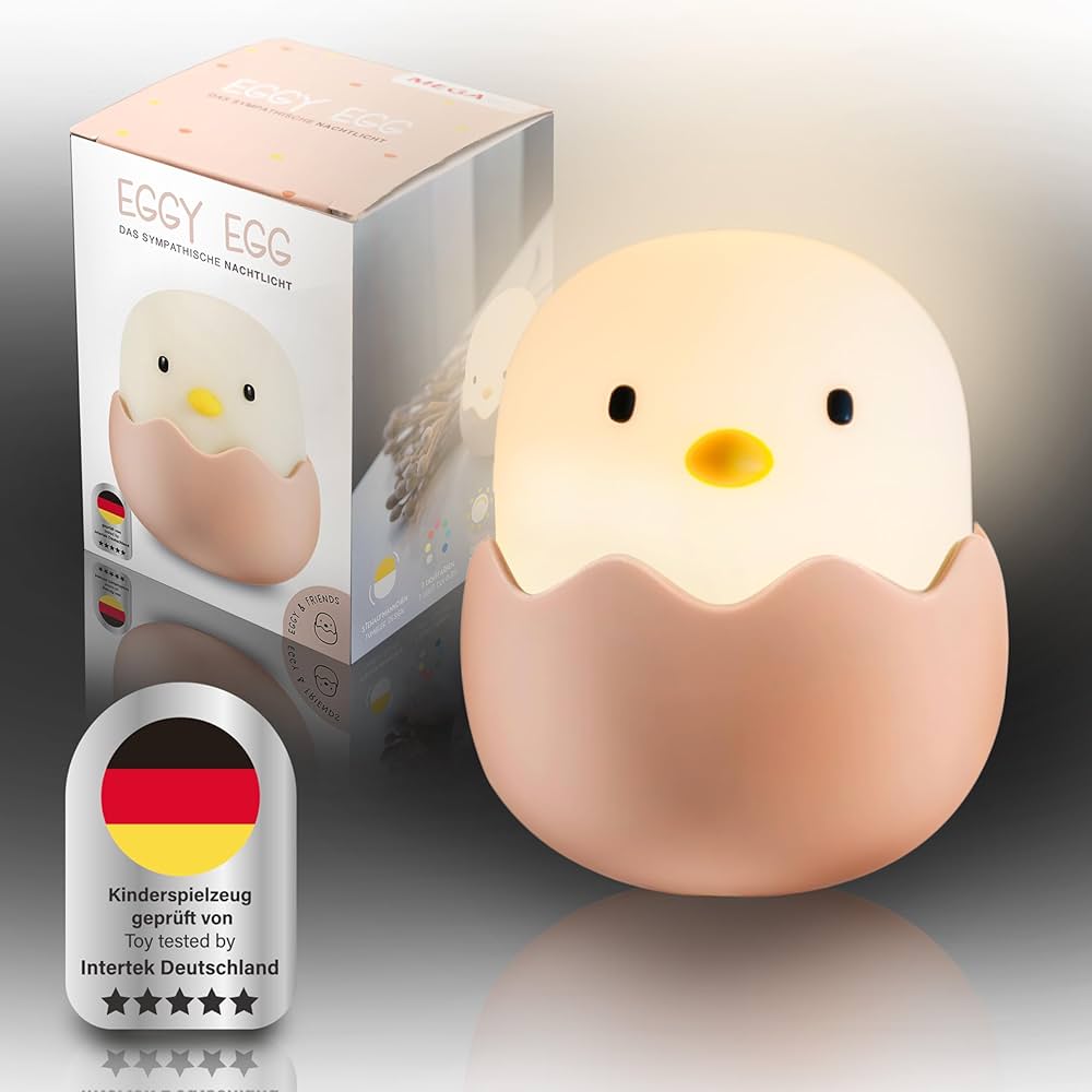 Yellow Duck Egg Shape LED Night Light for Kids Room_img_3