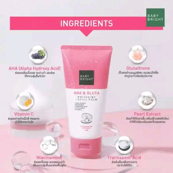 Baby Bright AHA & Gluta Whitening Facial Foam_img_1