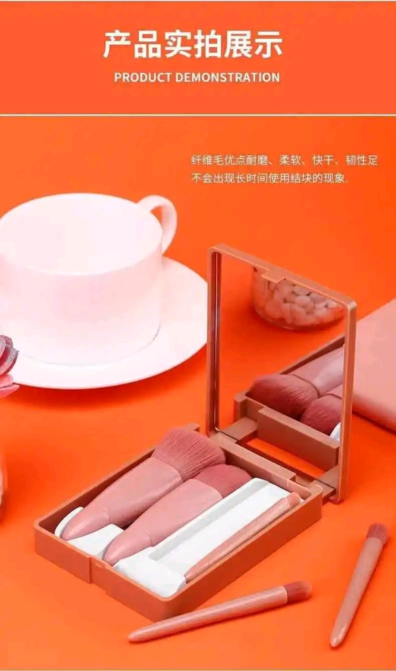 5pcs 𝐬𝐡𝐞𝐥𝐥 Makeup brush 𝐬𝐞𝐭 𝐰𝐢𝐭𝐡 𝐦𝐢𝐫𝐫𝐨𝐫_img_1