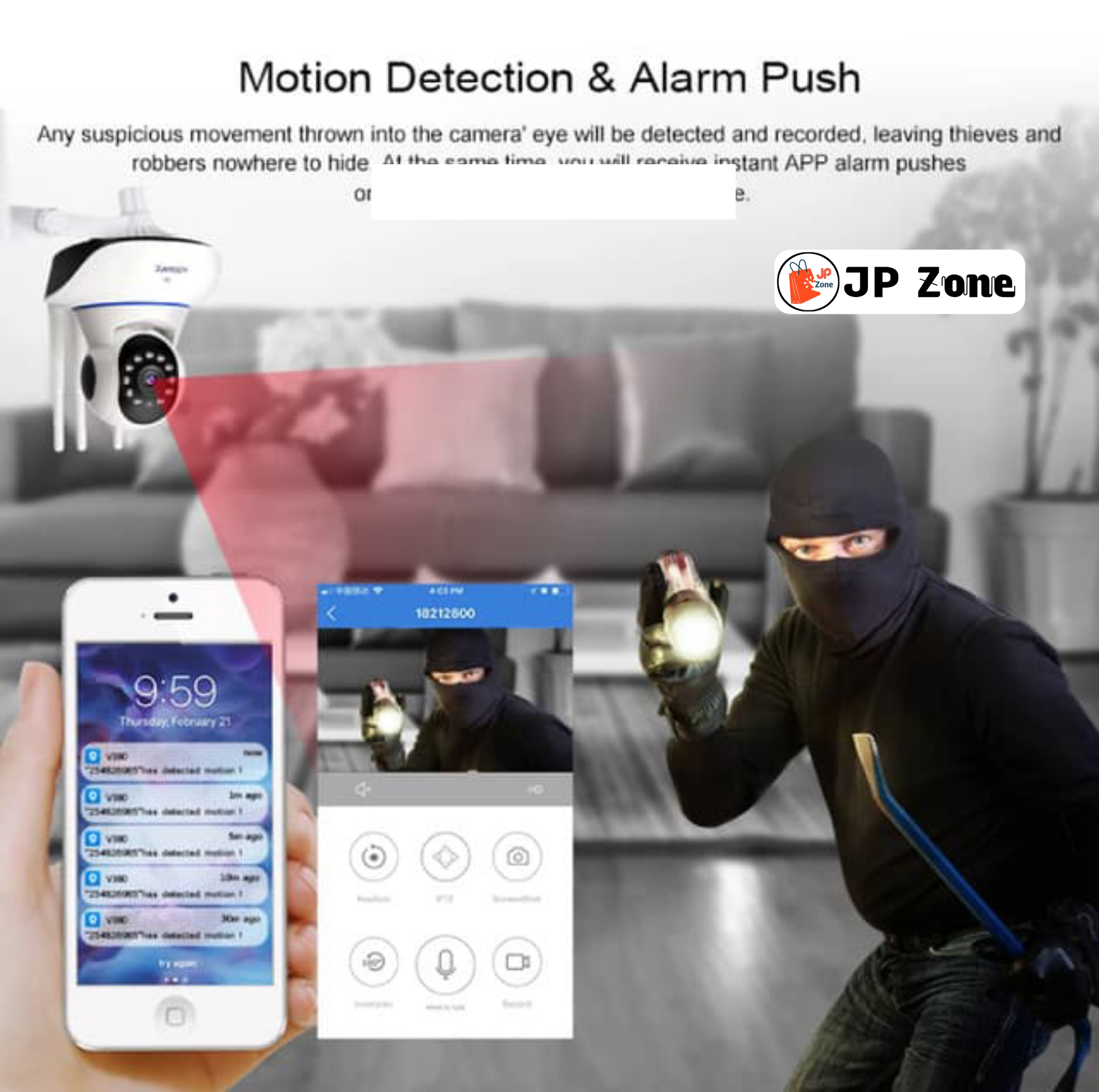 3 Antenna V380 2MP Full HD WIFT IP Camera - Q5Y 360 Degree Two-way Voice Camera_img_5