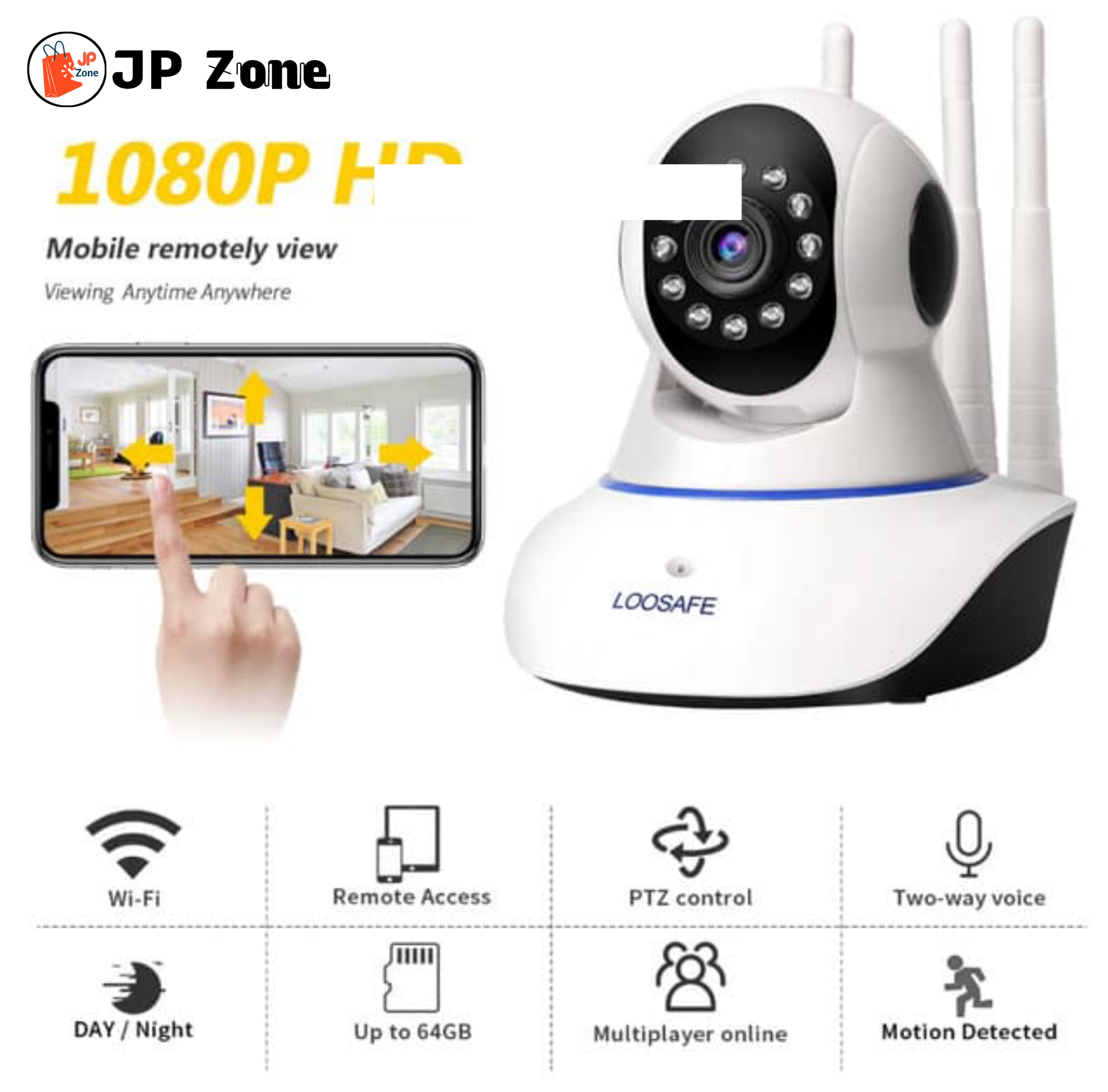 3 Antenna V380 2MP Full HD WIFT IP Camera - Q5Y 360 Degree Two-way Voice Camera_img_9
