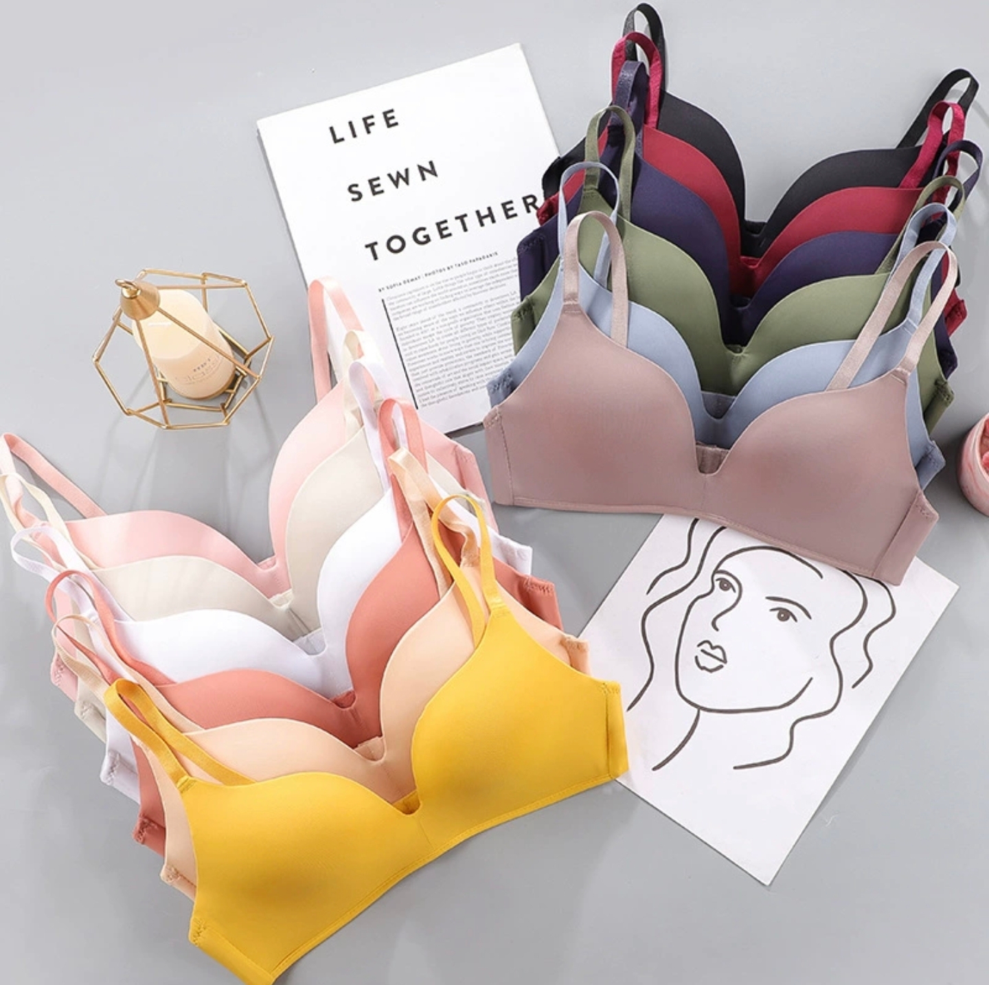 women Seamless t-shirt bra Underwear Sexy Gathered Bras Soft Breathable Bras Solid Color Underwear Girls Women Underwear Accessories_img_0