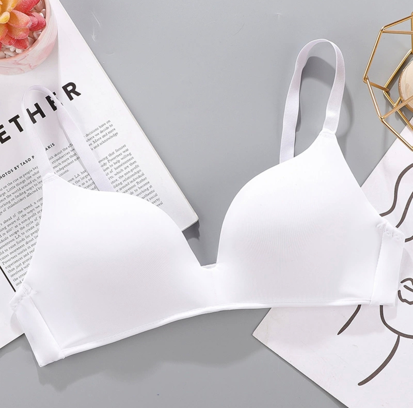 women Seamless t-shirt bra Underwear Sexy Gathered Bras Soft Breathable Bras Solid Color Underwear Girls Women Underwear Accessories_img_3