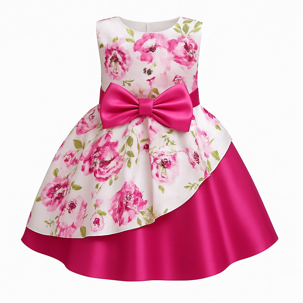 Kids Girls Fashionable All Over Flower Pattern Party Dress (1 to 4 years)_img_3