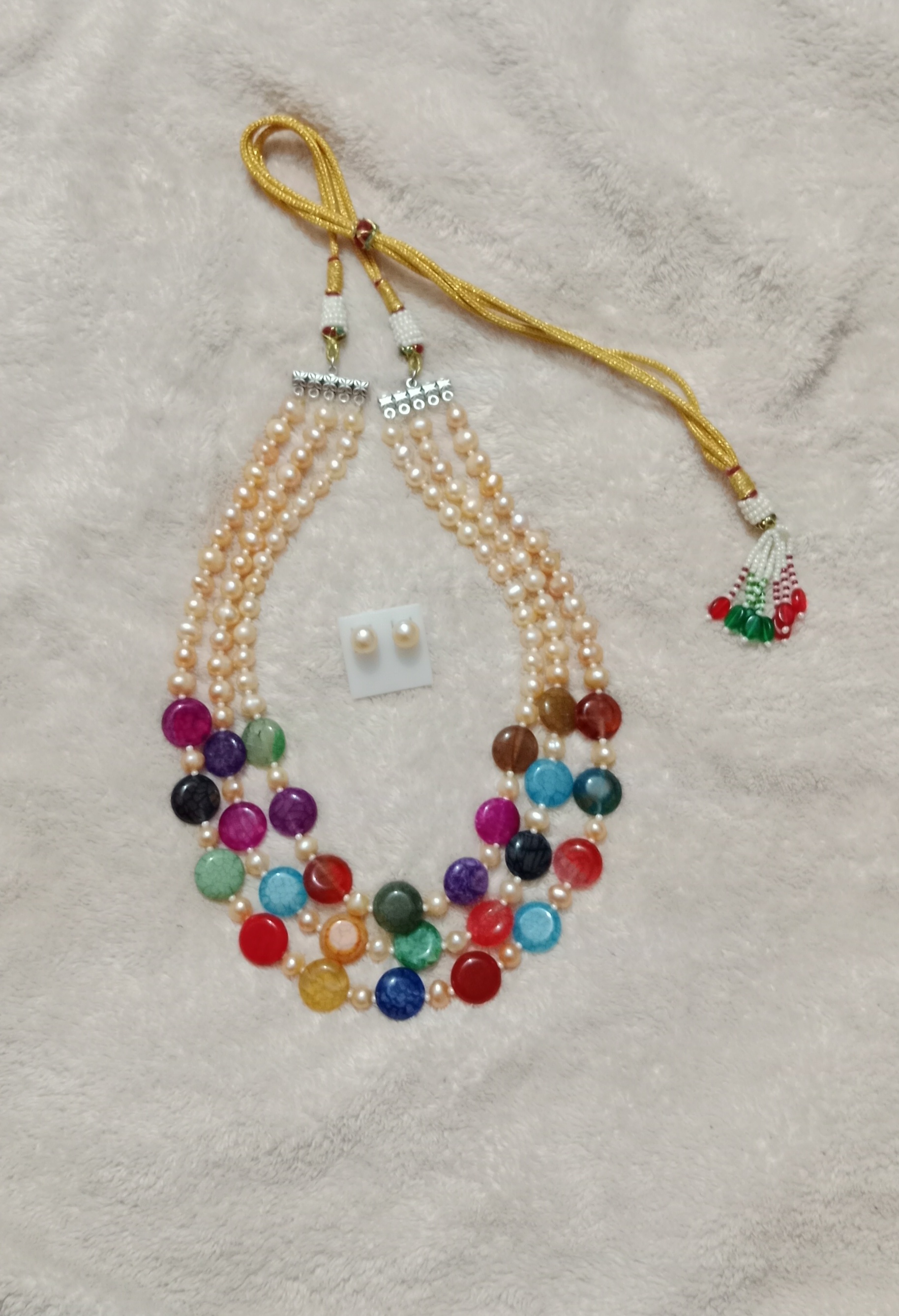 Exclusive 3 Layer Pearl & Akik combination neckpiece_img_0