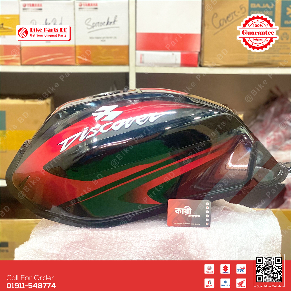 Fuel Tank for Bajaj Discover 125 & Discover 150 (Black-Red) bike. thumbnail 2