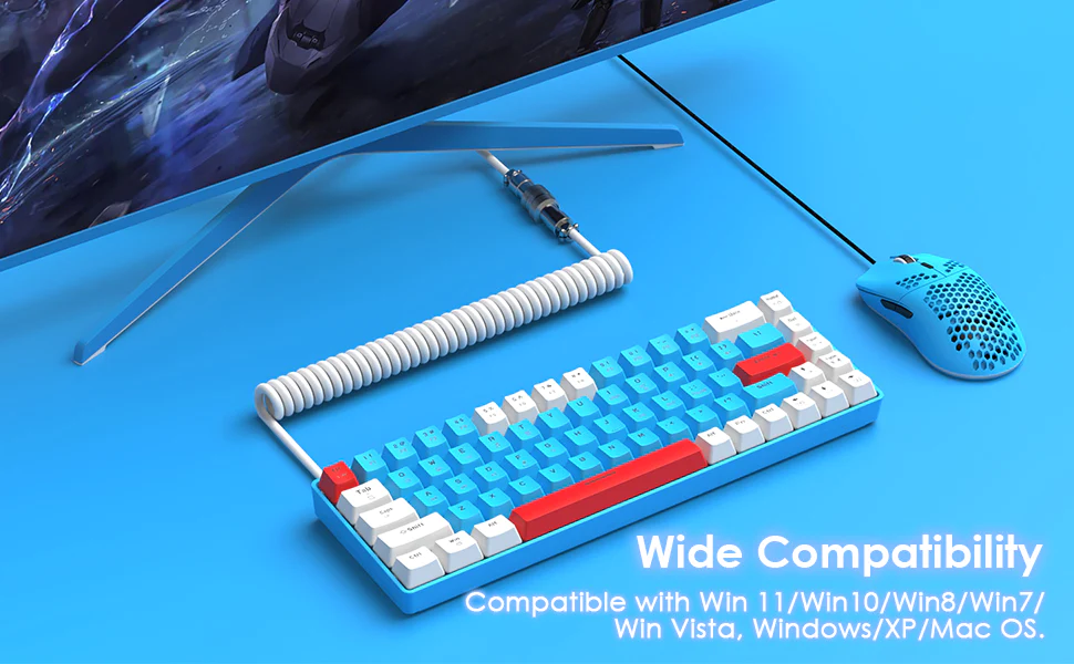 FreeWolf T8 Wired 65% Compact Gaming Mechanical Keyboard Red switch_img_1