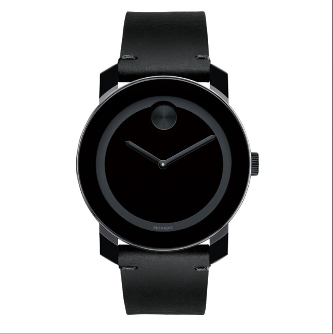 Movado BOLD Men's Black Dial, Black Leather Strap Watch (Model 3600306) (W46)