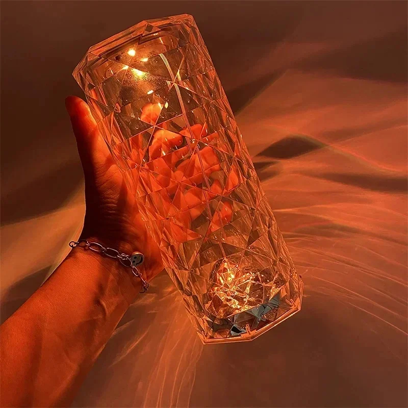 16 Colors Crystal Night Light LED Touch Projection Table Lamp Rose Remote Dimmable USB Romantic Atmosphere Light for Decor Home_img_15