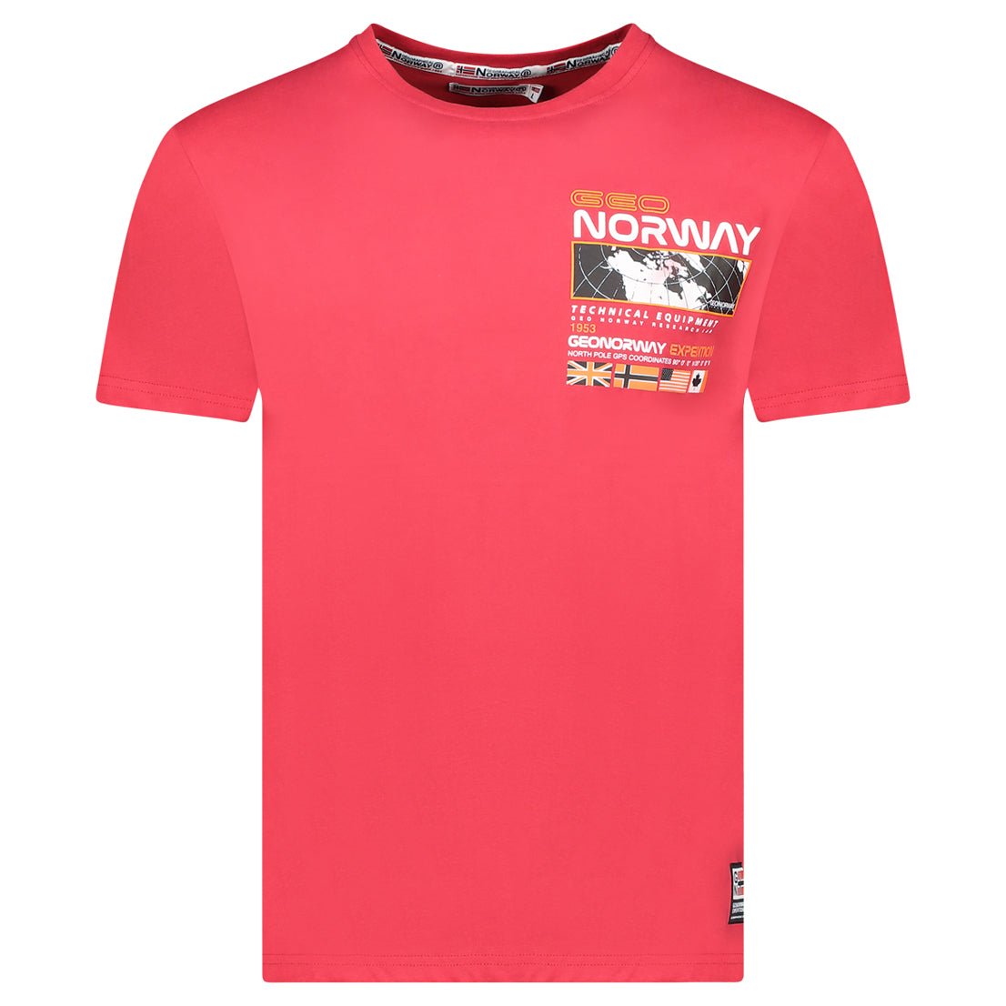 Men's T-Shirt Short Sleeve with Red Flag