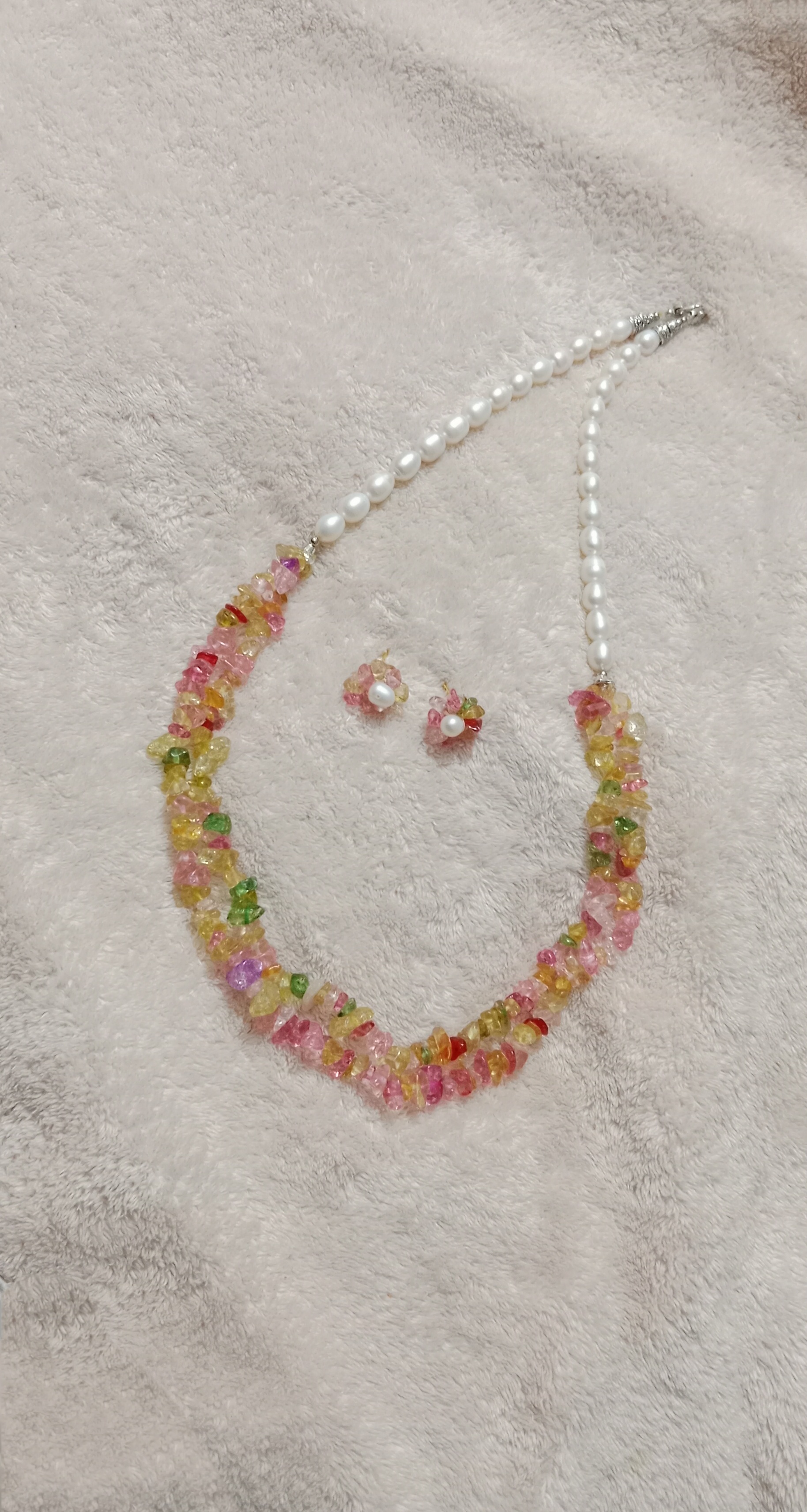 Pearl &Sea Coral stone Combination Neckpiece_img_1