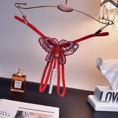 Premium Butterfly Thong Panty With Pearl
