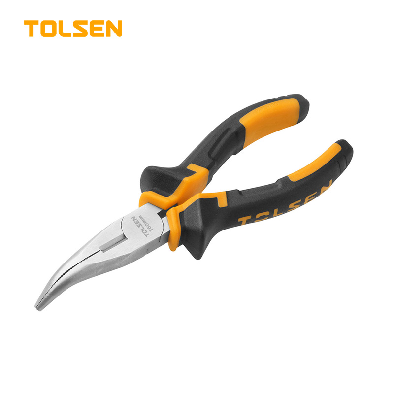 TOLSEN 10008 Bent Nose Pliers, 6" (160mm), Nickel Plated, TPR Handle | Model: 10008_img_0