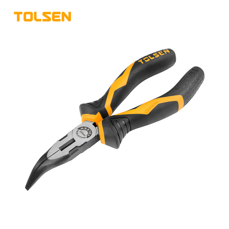 TOLSEN 10023 Bent Nose Pliers | 6" (160mm) | Industrial GRIPro Series | CrV Steel | Black Finish | Model: 10023