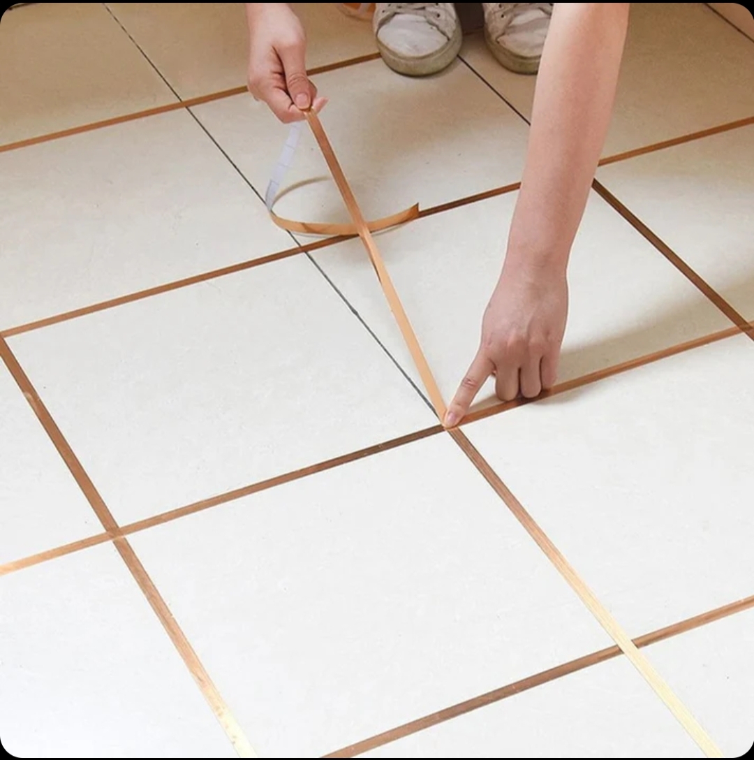 166 Feet (Bronze color) Self-Adhesive Waterproof Tile Gap Tape for Floor and Wall Sealing(1 line tiles gap adhesive)_img_2