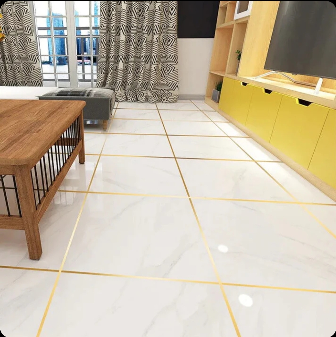 166 Feet (Golden color) Self-Adhesive Waterproof Tile Gap Tape for Floor and Wall Sealing(1 line tiles gap adhesive)_img_4