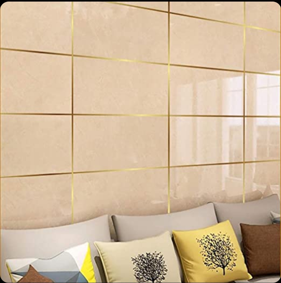 166 Feet (Golden color) Self-Adhesive Waterproof Tile Gap Tape for Floor and Wall Sealing(1 line tiles gap adhesive)_img_7