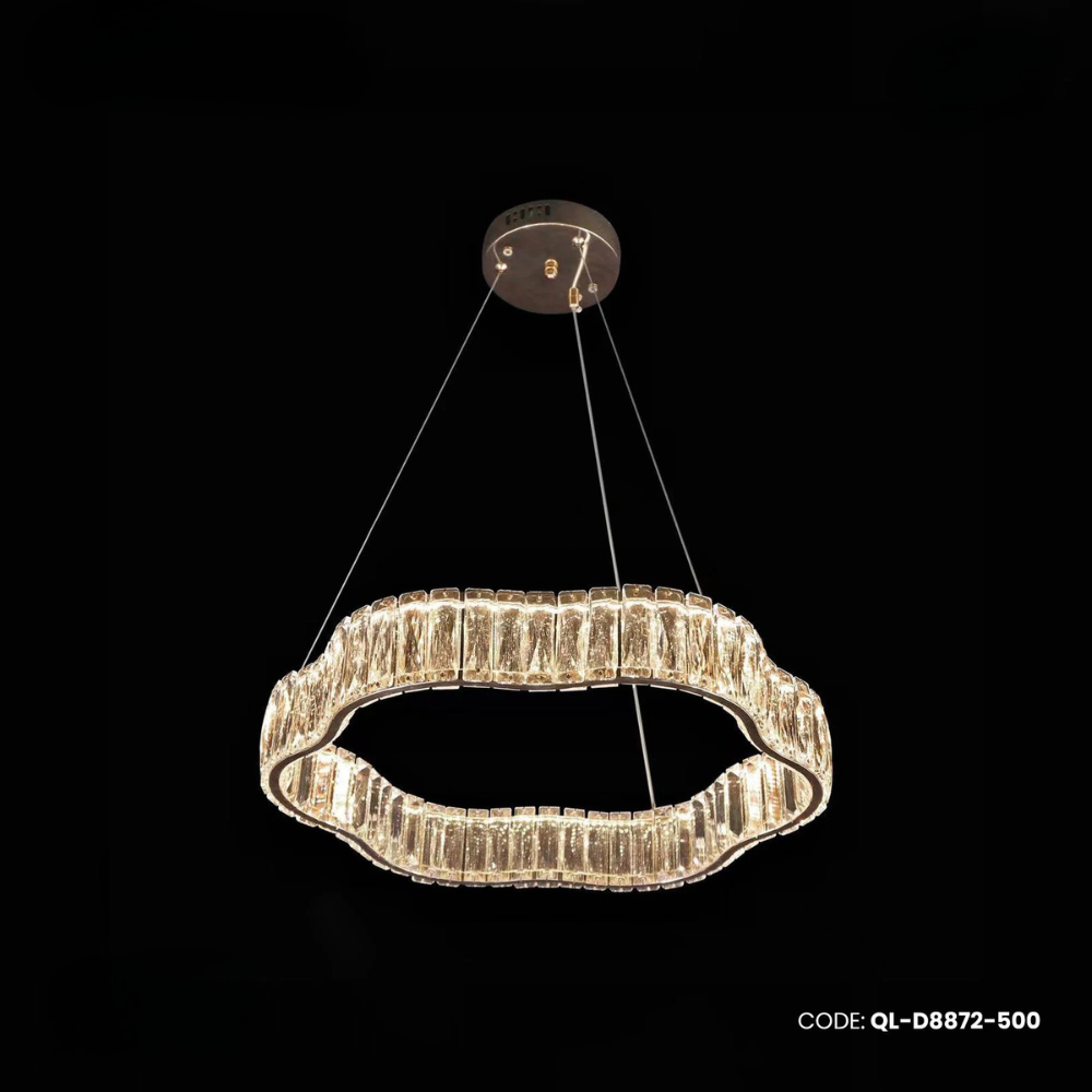 Qulik Single Tier Wave Luxury LED Crystal Chandelier Hanging  Light (QL-D8872-500)