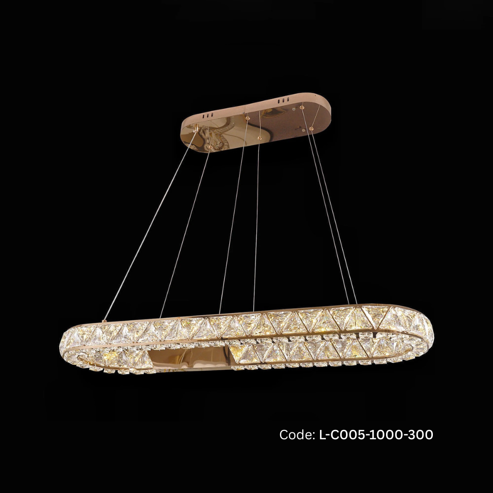 Qulik Rectangular Loop Luxury LED Crystal Chandelier Pendant Light (QL-C005-1000-300)