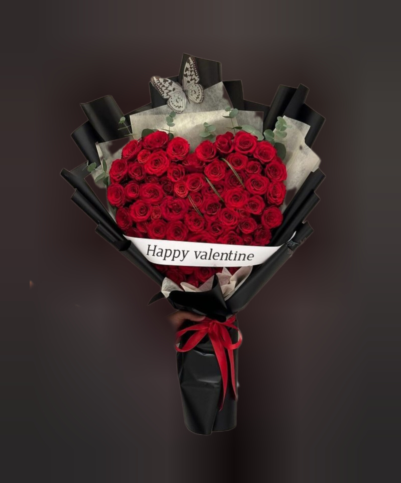 Heart shape red roses bouquet