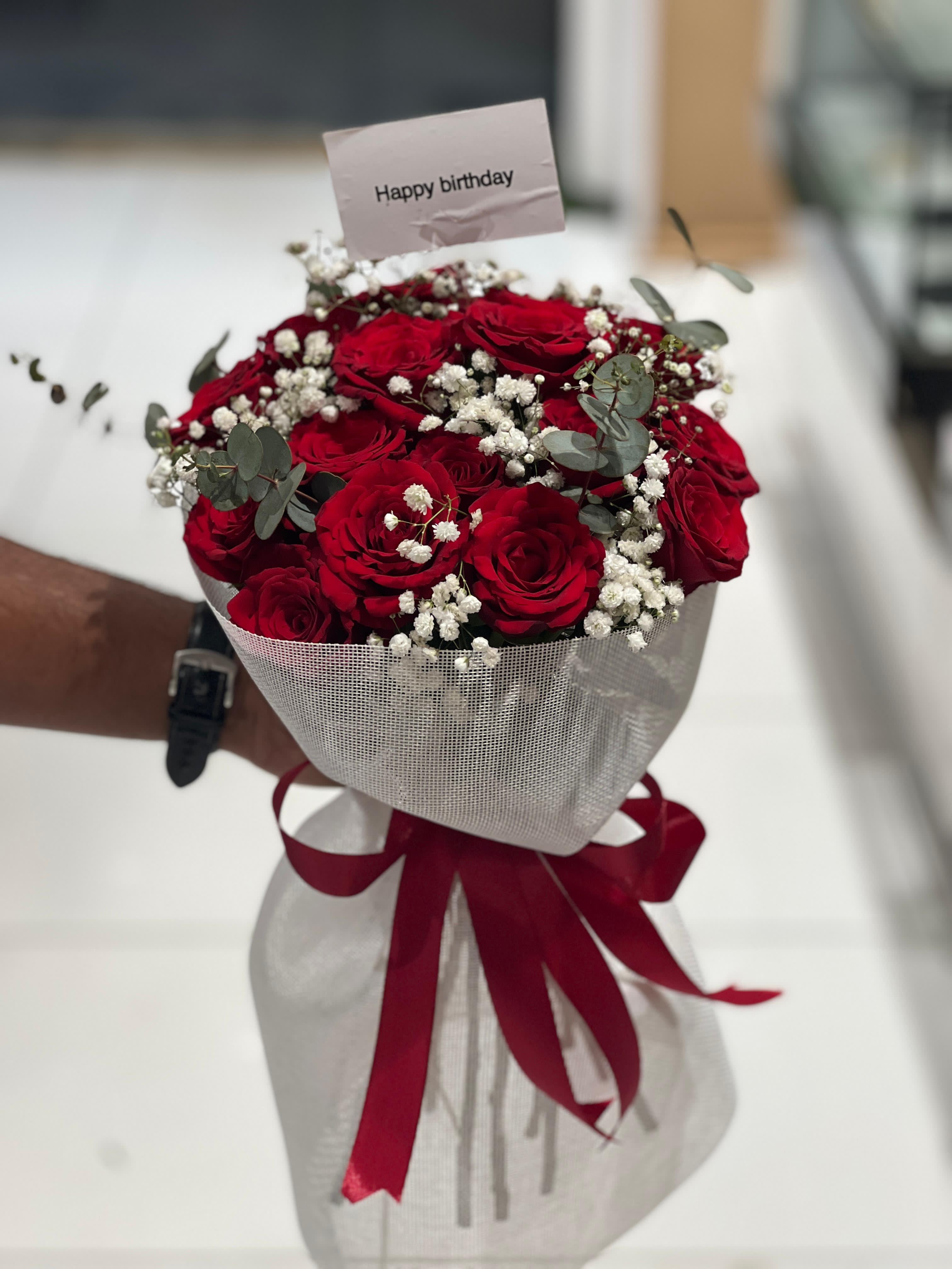 Red & white hand bouquet