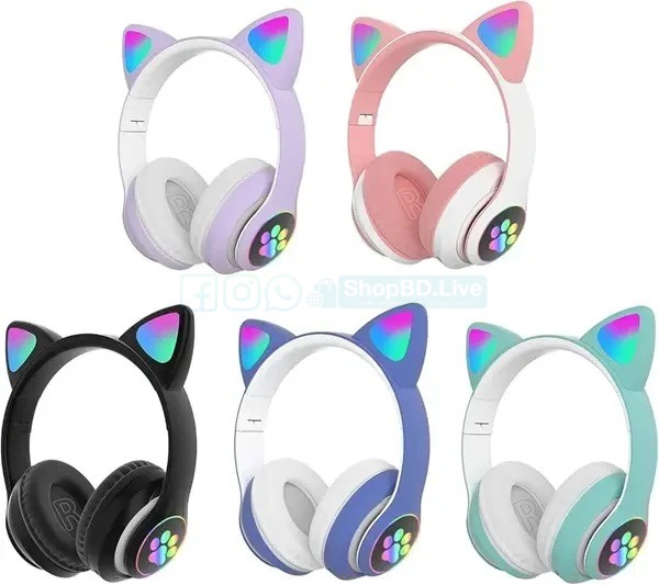 CAT STN-28 Wireless Bluetooth Headset with LED Glowing Cat Ears | Over-Ear Foldable Headphones | Price in BD_img_4