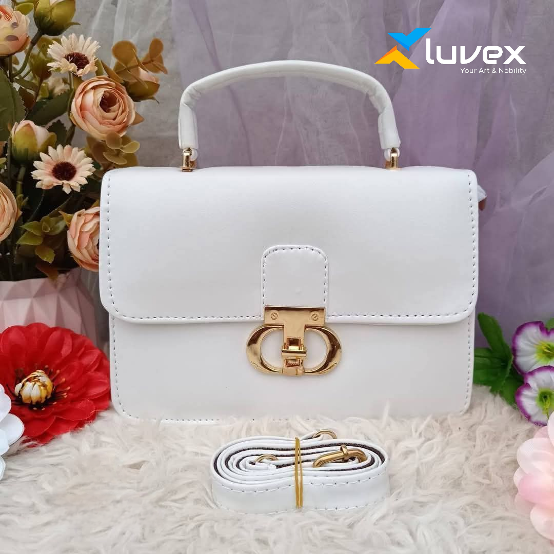 New China Leather Ladies Bag-White