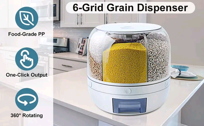 Rotating 6 compartments storage containerMulti-purpose Cereal Dispenser
