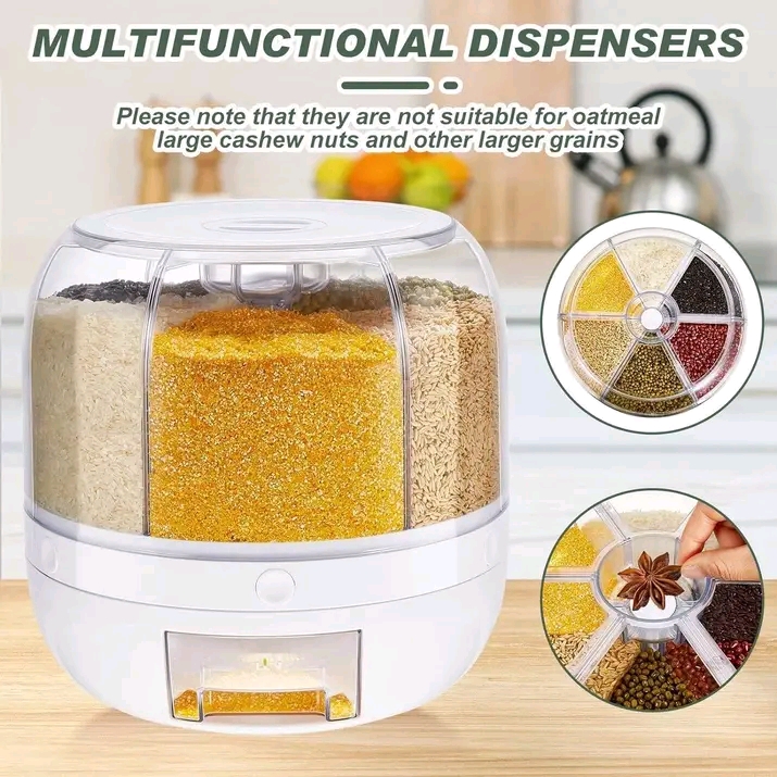 Rotating 6 compartments storage containerMulti-purpose Cereal Dispenser_img_1