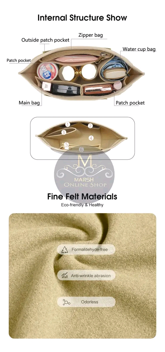 💥LouisWill Felt Insert Bag Cosmetic Bag Handle Bag Liner Bag_img_2