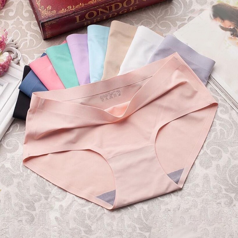 Women Ice Silk Non-trace Breathable High Waist Sexy Briefs Triangle Female Comfort_img_0