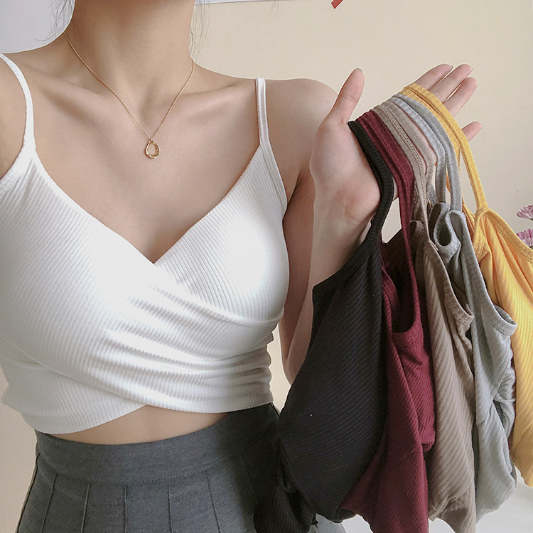 Trendy cotton cross-back bralette sports vest, versatile and suitable as an outer layer or base layer for women._img_0
