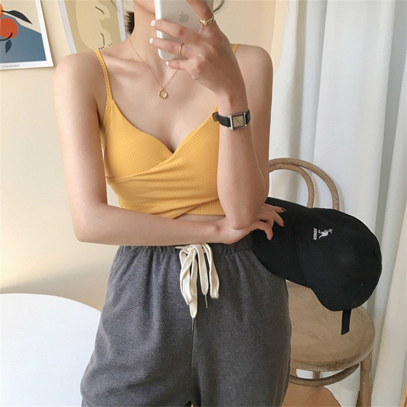 Trendy cotton cross-back bralette sports vest, versatile and suitable as an outer layer or base layer for women._img_3
