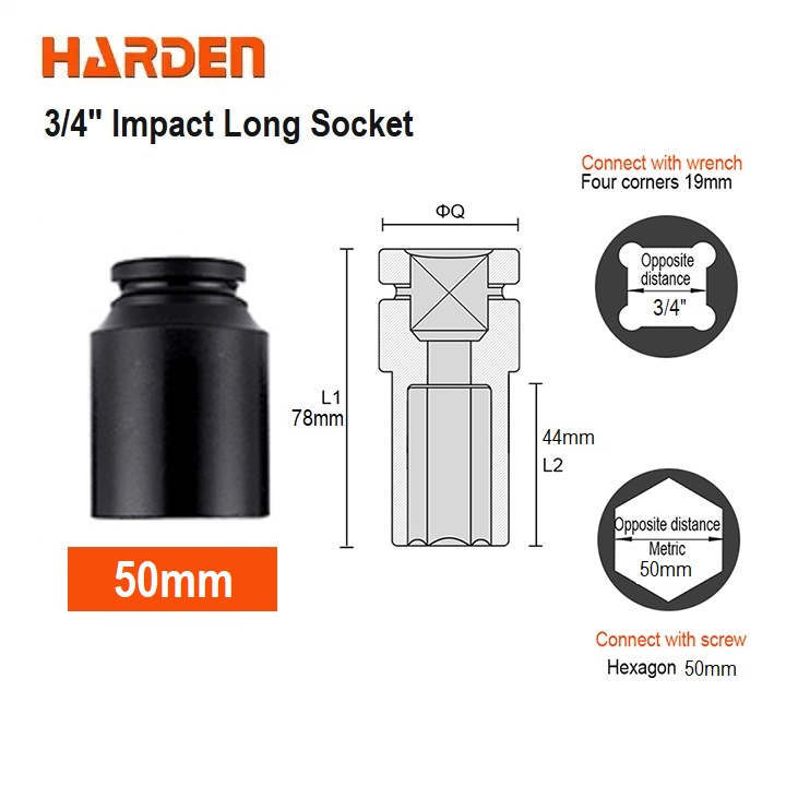 HARDEN 3/4" Impact Long Socket, Impact Socket 3/4" Dr. (Deep) - 6PT, Deep Socket, Various available sizes; 536717 - 536750_img_31