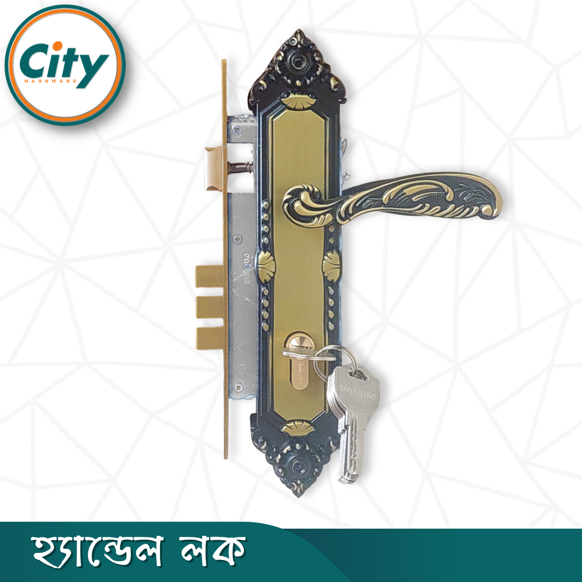 এবি ব্লাক রঙের ডোর লক উচ্চ সুরক্ষার স্ট্যান্ডার্ড সাইজের হ্যান্ডেল লক প্রধান দরজার লক Door Lock_img_1