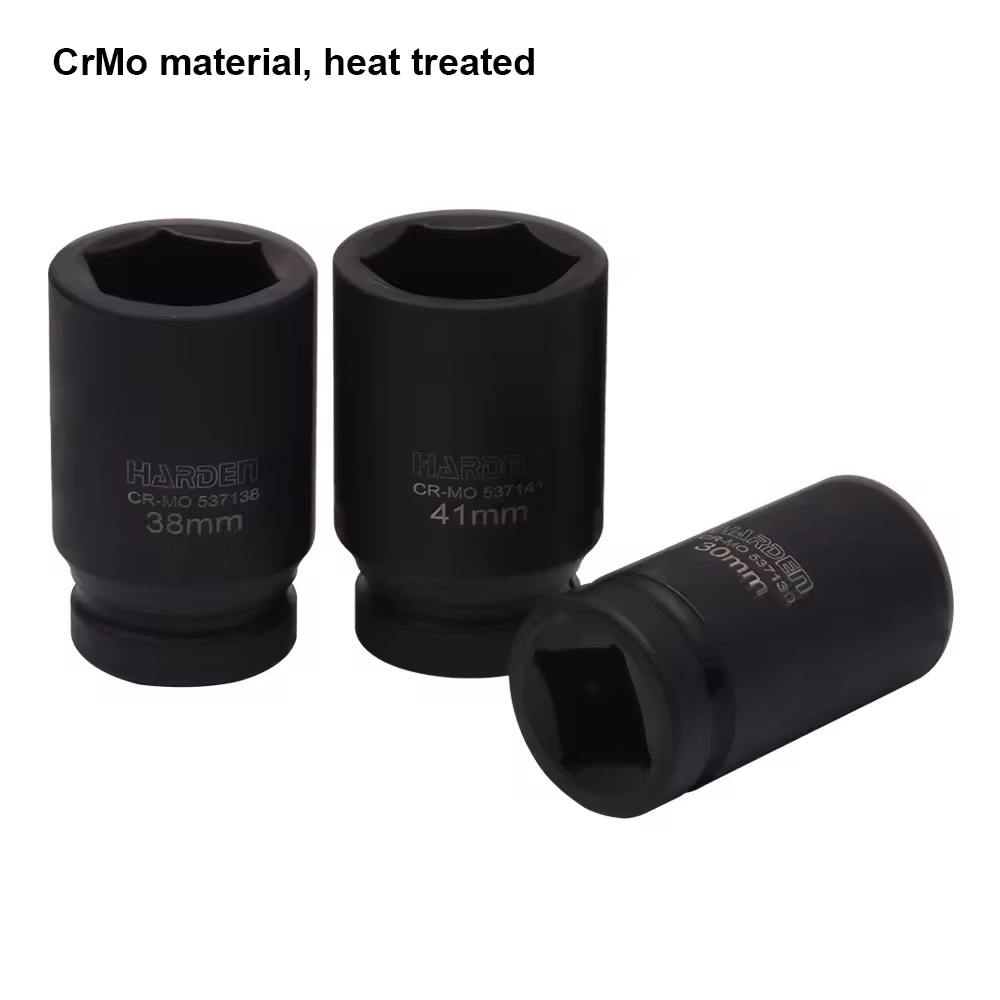 HARDEN 1" Drive Impact Deep Socket ( 30 | 32 | 33 | 34 | 35 | 36 | 38 | 41 | 46 | 50 | 55 | 60 | 65 | 70 | 75 | 80mm ), Long Socket, 6PT; Model: 537130 to 537180_img_2
