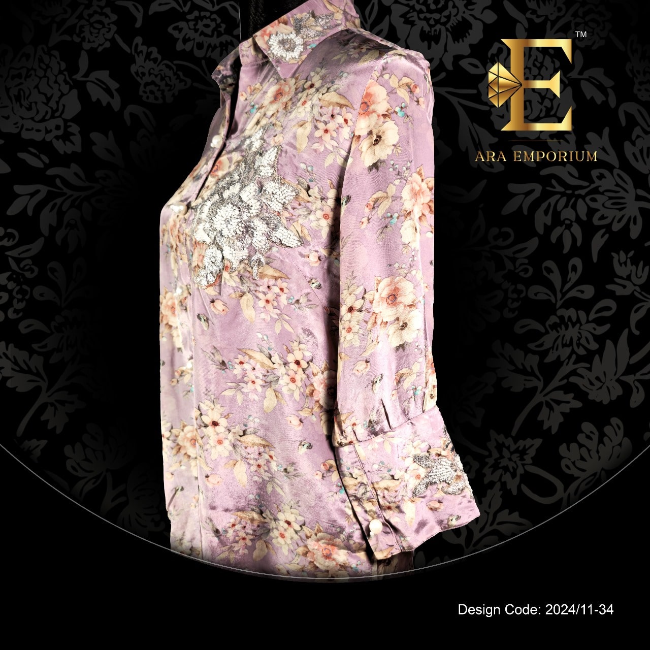 Blush Floral Satin Shirt - Image 1