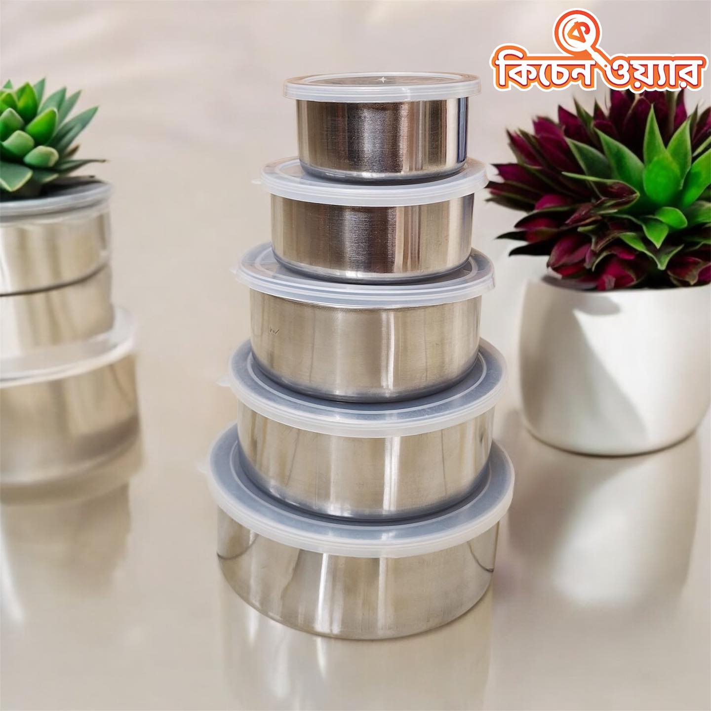 Stainless Steel 5Pcs Bowl Set/ (Lot Grain Storage Box)_img_2