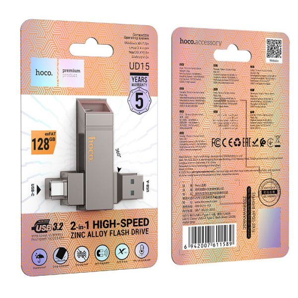 Hoco UD15 Type-C USB 3.2 Dual-Port Flash Drive 128GB