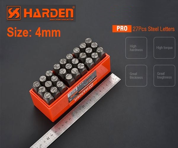 HARDEN 27pcs Steel Letters punch ( 3mm | 4mm | 5mm | 6mm | 8mm | 10mm ) Professional Alphabet Chrome Vanadium punch set; 610863 - 610869
