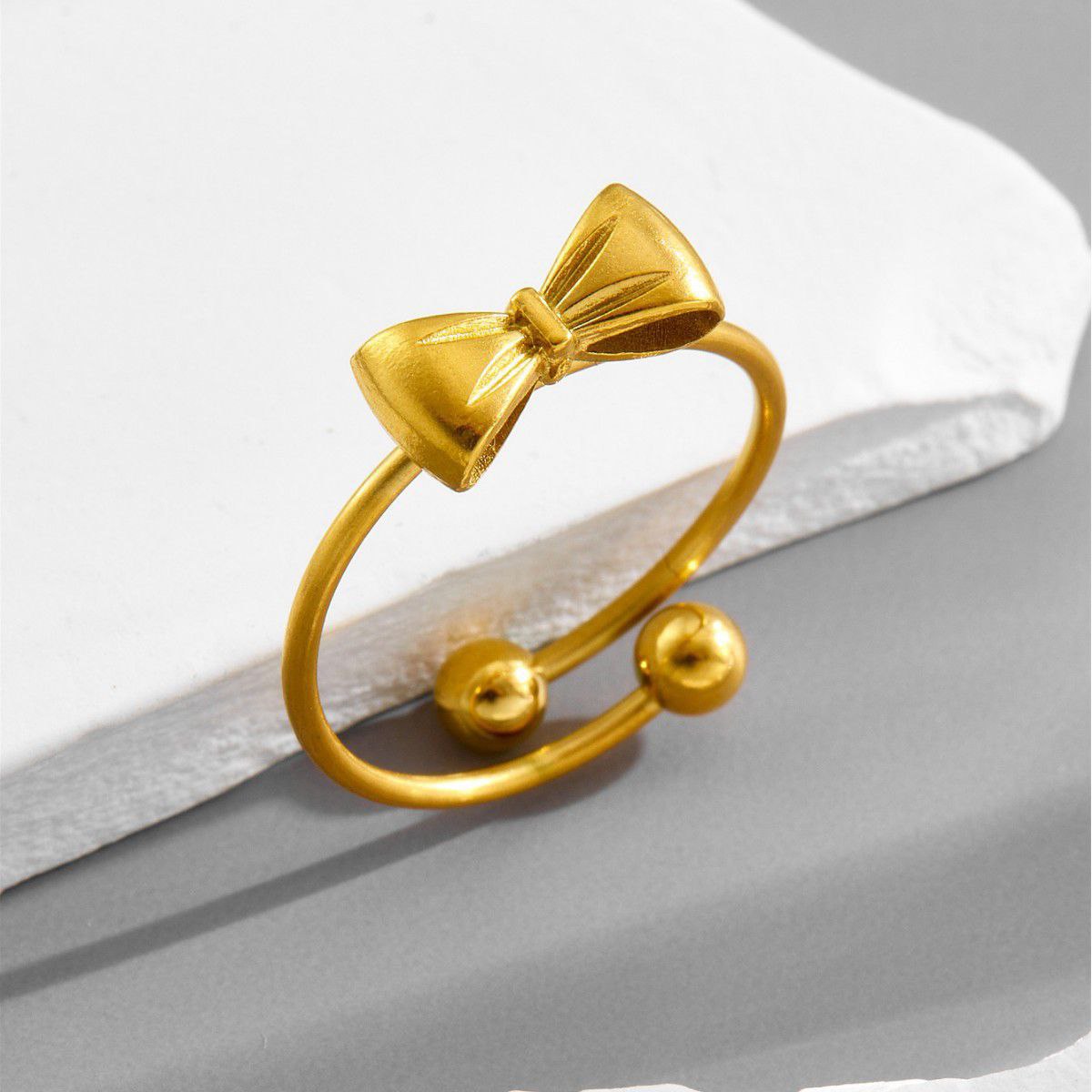 18K Gold Titanium Steel Ring Free Size🌸 RI03