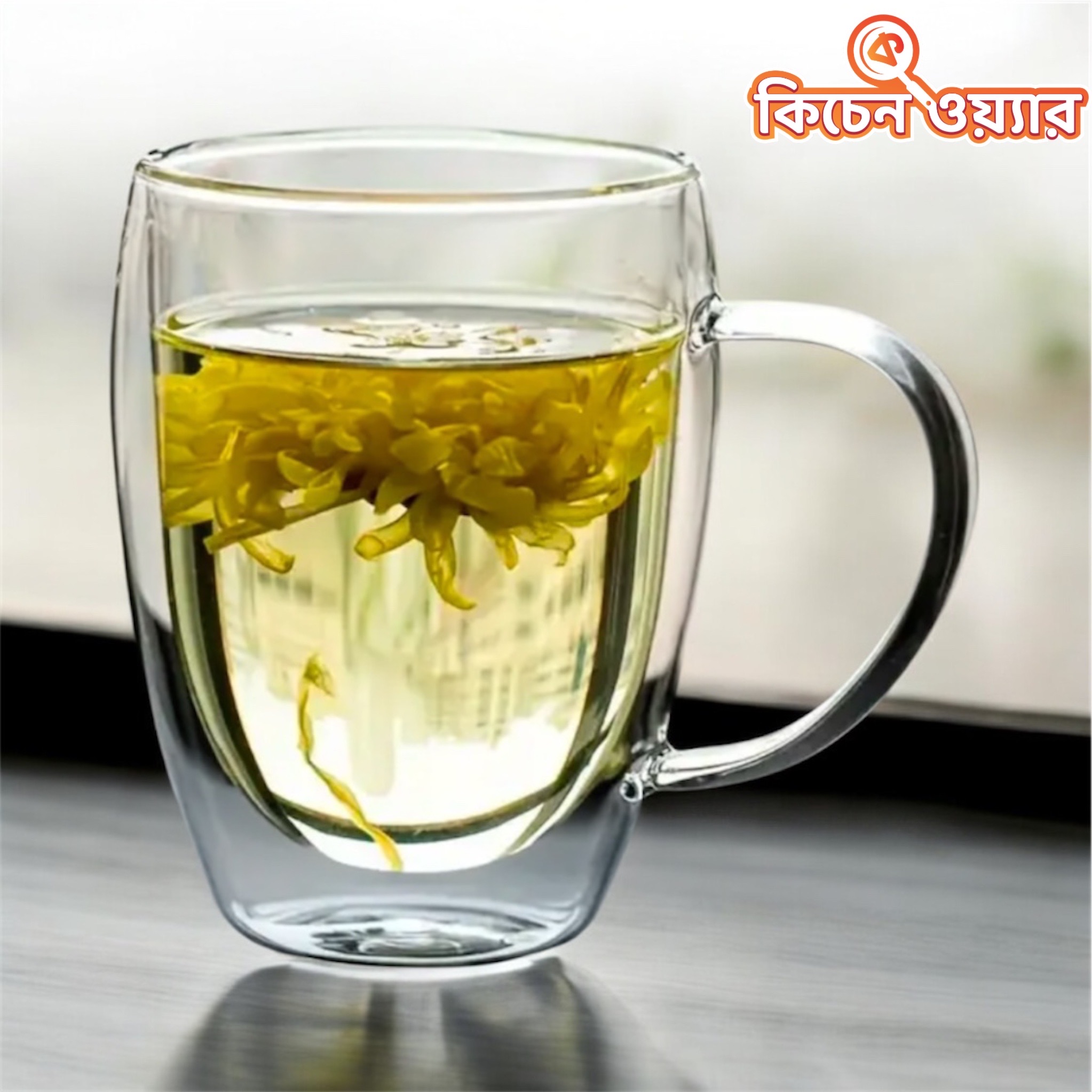 Double Wall glass mug with Wooden Lid 250ml - Coffee Mug_img_1