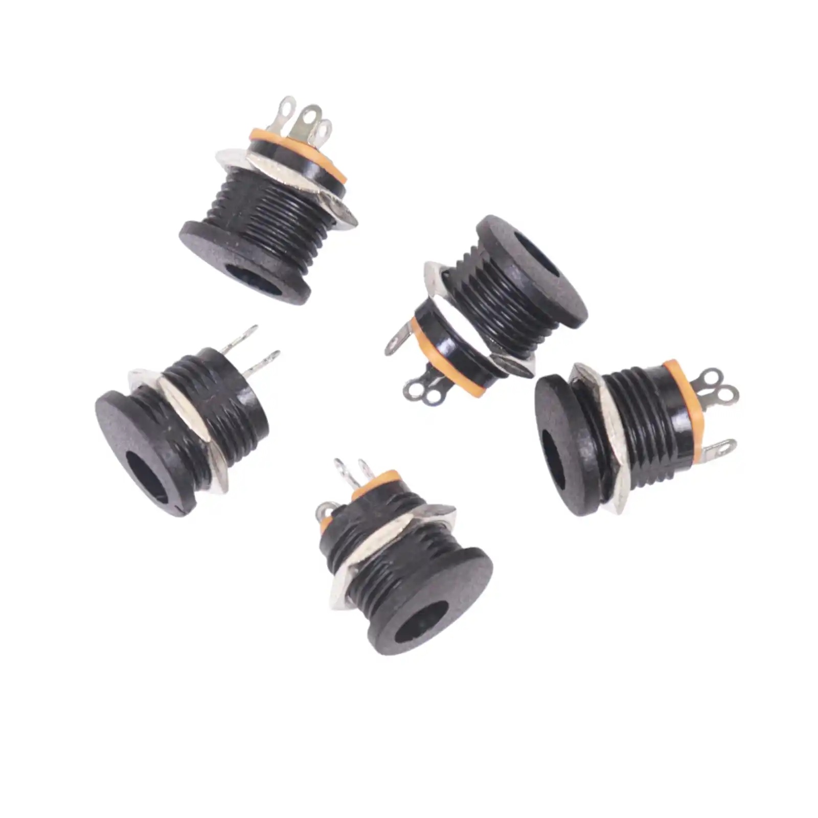 (5 pics) DC Power Jack Socket Female Panel Mount 2.0 x 5.5mm - Reliable Power Connector for DIY and Electronic Projects