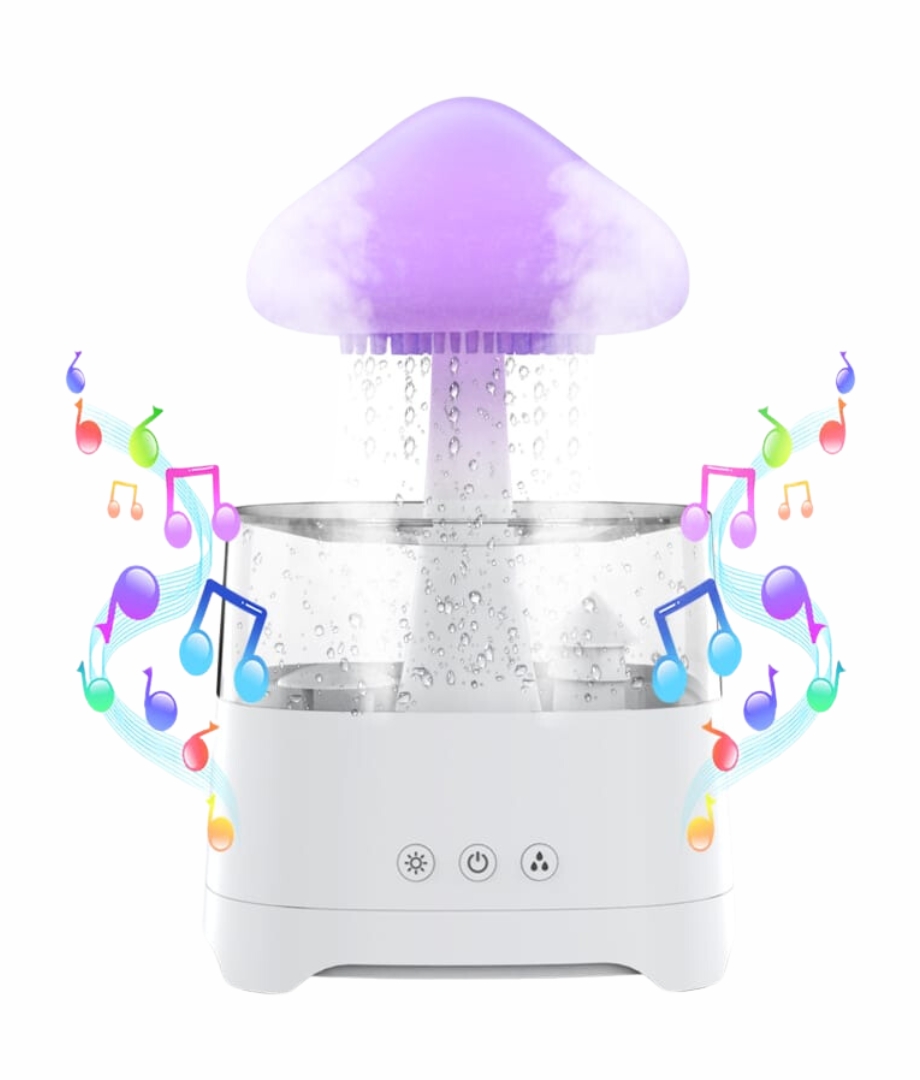 5 IN 1 Bluetooth Speaker Rain Cloud Humidifier, switchable 7 colors, 450ml capacity super quiet, intelligent anti-dry function